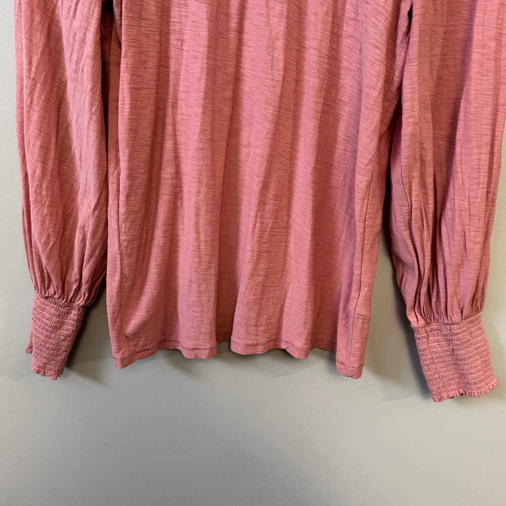 Nation LTD Sabrina long puff sleeve pink smocked boho blouse top - Picture 4 of 11